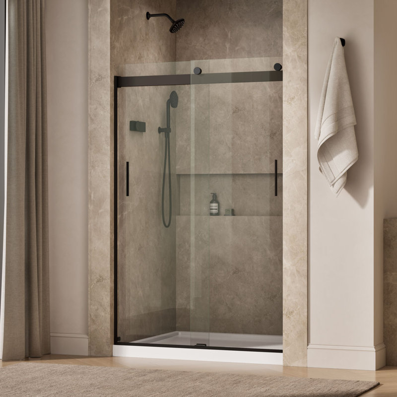 Levity 47.58" x 74" Bypass Shower Door with CleanCoat® Technology, Anodized Dark Bronze, Crystal Clear