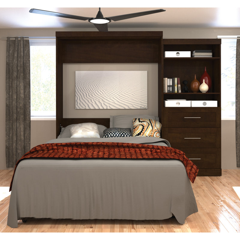 Arlex Storage Murphy Bed, Chocolate, Queen