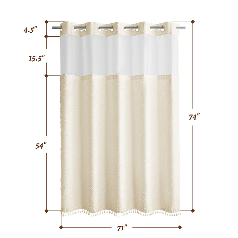 Rideau de douche Shorey, H 74 po x l 71 po, Beige clair