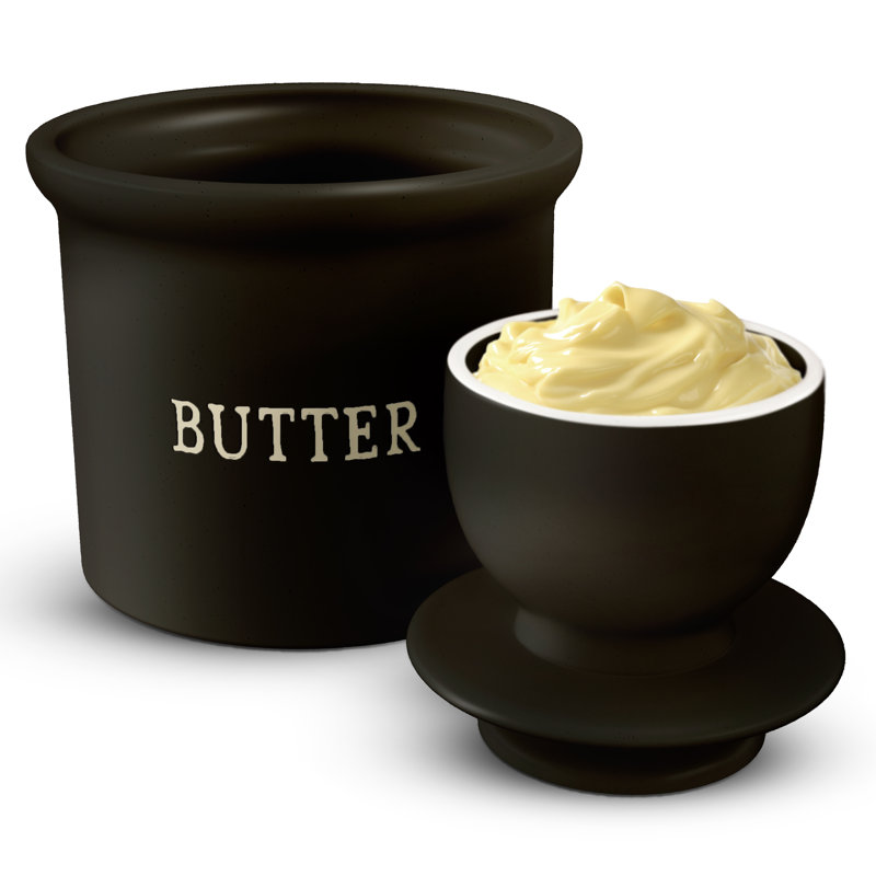 Beurrier en céramique kook French, Noir