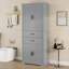 Grande armoire de rangement 72,5 pouces avec 2 tiroirs et tablettes de porte - Gris-189635596