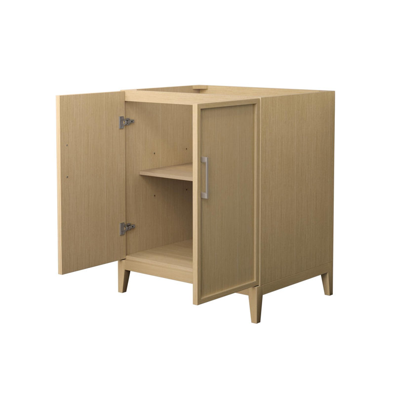 Elan 29'' W Single Bathroom Vanity Base, Tan/Brushed Nickel
