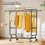 Double Rail Clothes Rack on Wheels, 295kg(650lbs) Capacity with Bottom Shelf, Extendable Length & Height-118673051