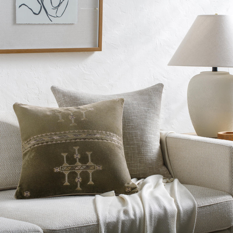 Veola Cotton Throw Pillow, Medium Brown, Pillow Cover Only - No Insert, 18" x 18"
