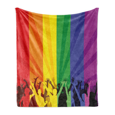 Ambesonne Pride Fleece Throw Blanket People Celebrating Event Multicolor