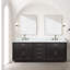 Meuble-lavabo double en chêne noir 22 po Abbey et plateau en marbre de Carrare-739547154