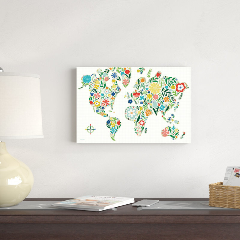 Monde floral blanc, H 12 po x l 18 po