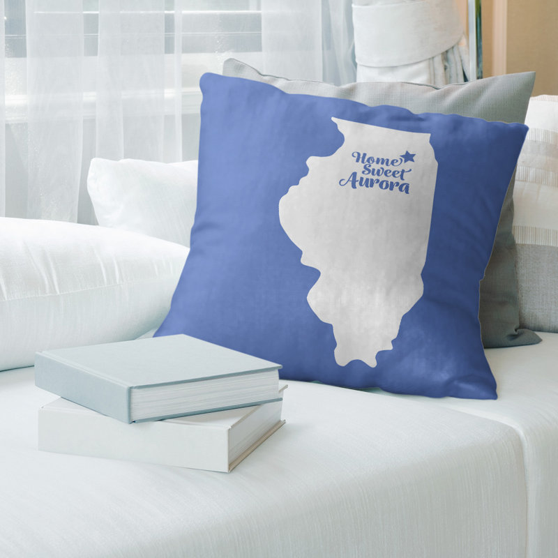 Cotton Reversible Pillow Cover, 16" x 16", Blue, Aurora