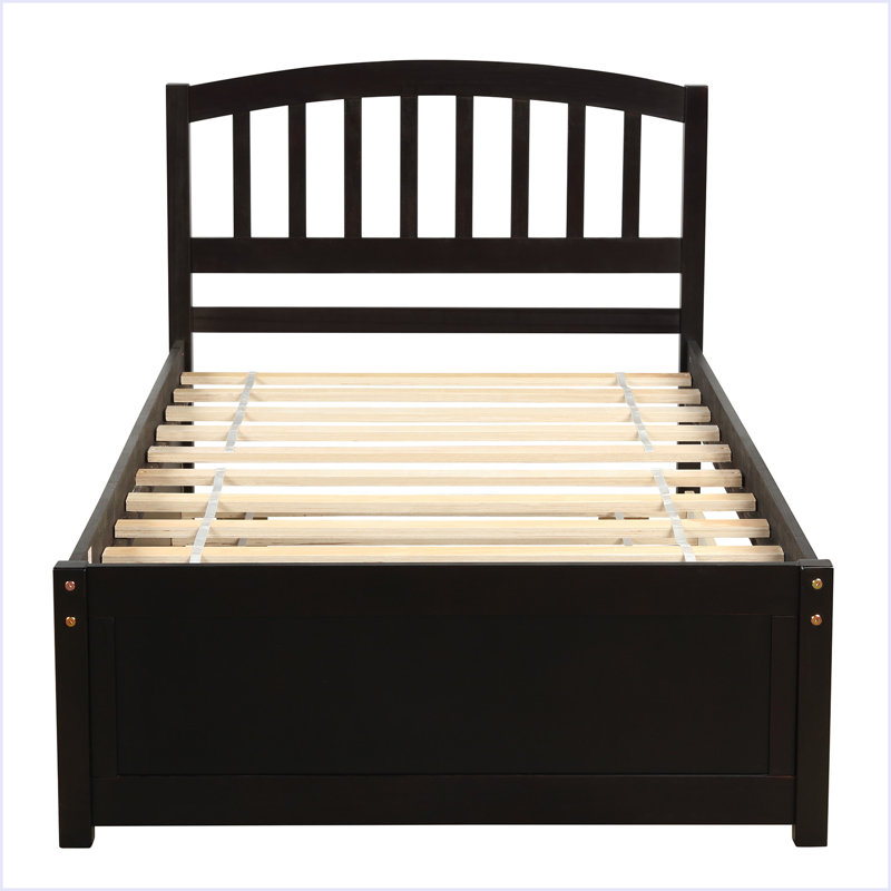 Base de lit simple avec lit gigogne en bois, Espresso