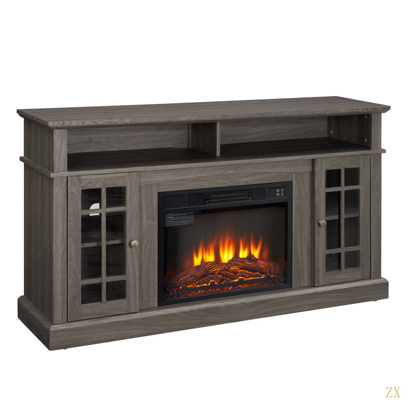 Classic TV Media Stand, Modern Entertainment Console, Tv Console, Black/Dark Walnut, Yes