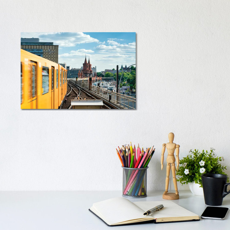 Berlin U-Bahn Crossing The Oberbaum Bridge (Oberbaumbrücke) by Jan Becke - Wrapped Canvas Print, 20.32 cm H x 30.48 cm W