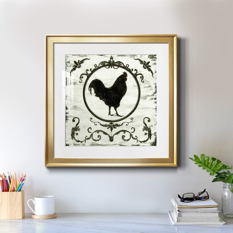 Berkshire Rooster - cadre photo, impression, Papier encadré doré, H 17,5 po x l 17,5 po x P 1,5 po