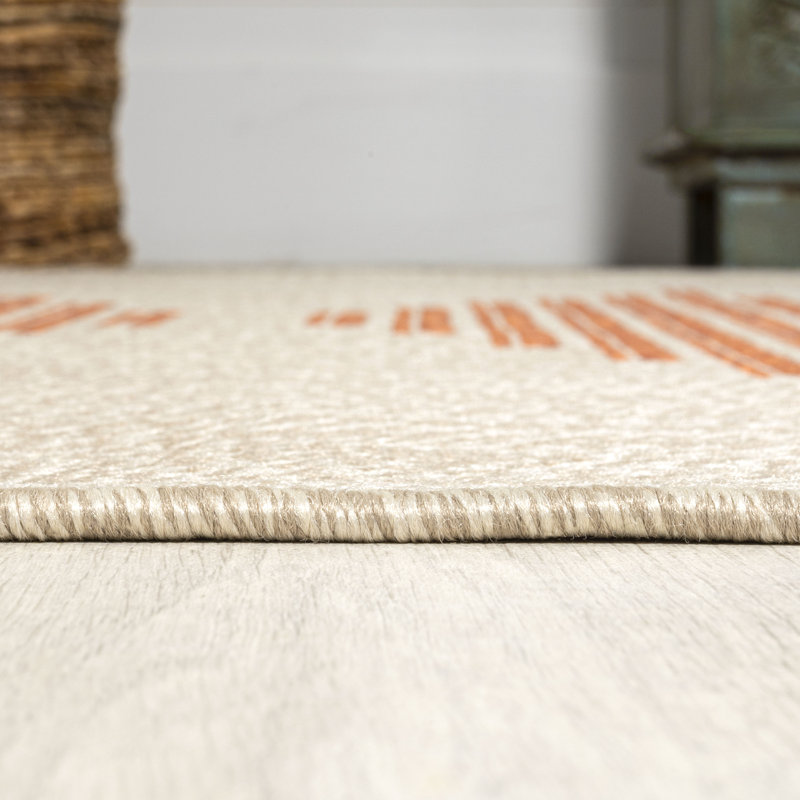 Tapis intérieur / extérieur beige / orange Dantrel, Rectangle 4pi x 6 pi