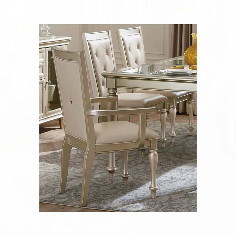 Ensemble de chaises de salle à manger rembourrées en tissu avec accoudoirs, dossier capitonné