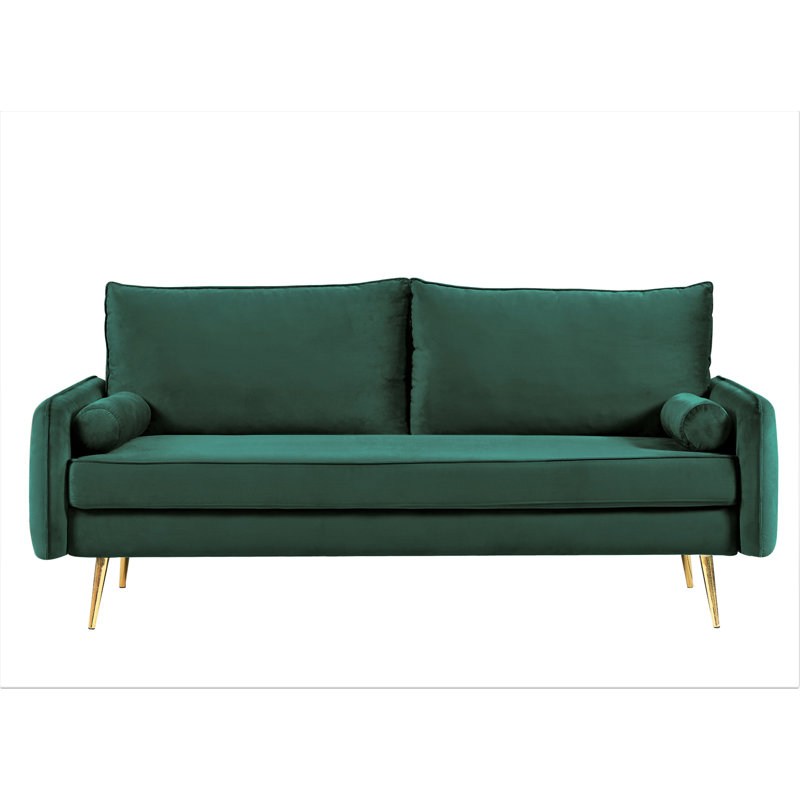 Canapé Mid-Century en velours, Polyester vert