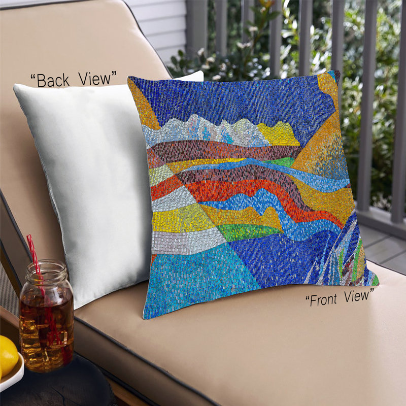 Coussin décoratif à mosaïque abstraite 51, Synthétique