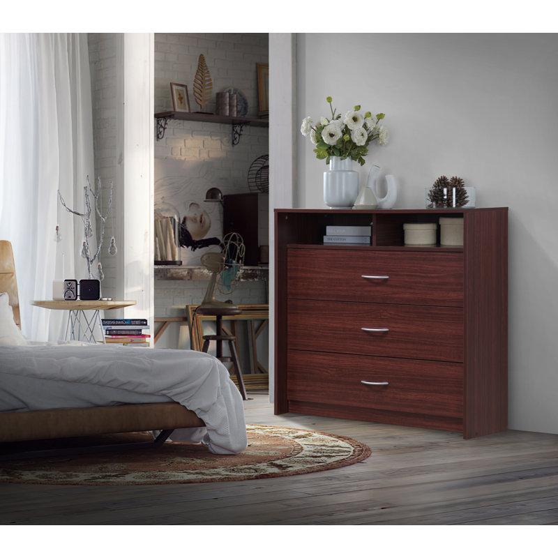 Commode 3 tiroirs Albury, Acajou