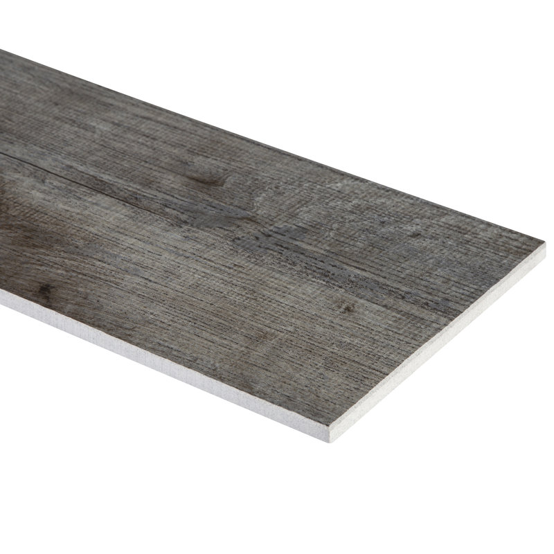 County Line 6'' W x 36'' L Porcelain Wood Look Singular Tile, Steel