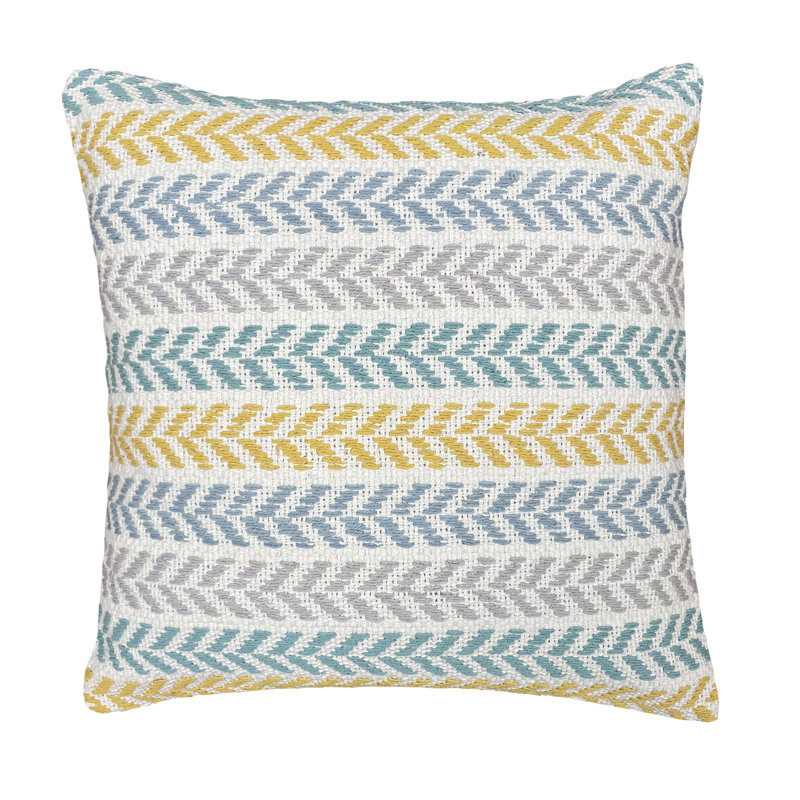 Coussin 100% coton tissé à la main, polyester, Jaune/vert