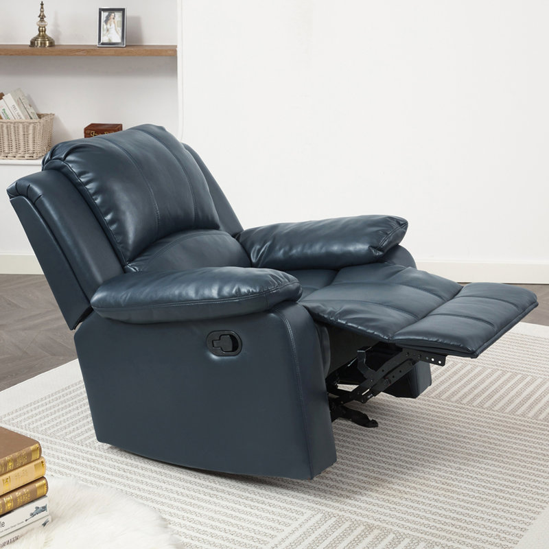 Blue Leather Gel Glider Recliner