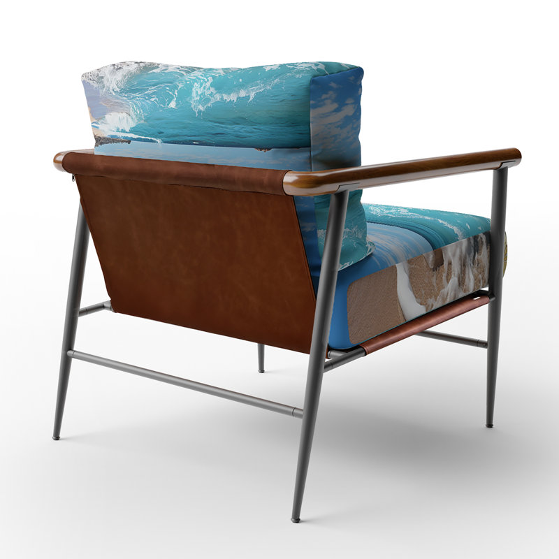 Oceanic Beach Harmony I - Chaise rembourrée avec accoudoirs de style bord de mer, Noir