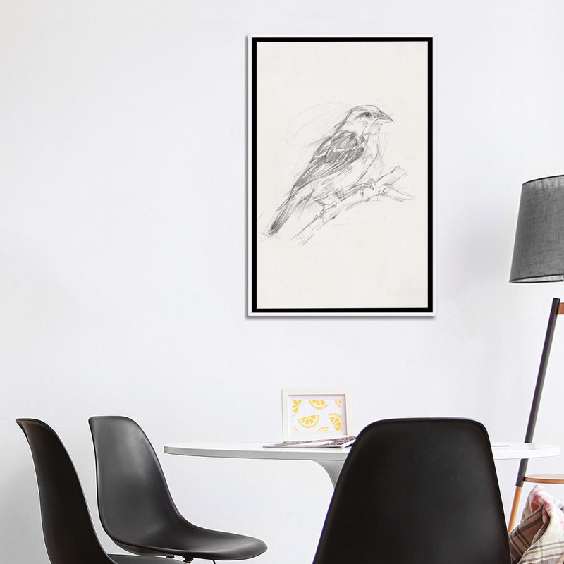 Reproduction d’art, "Avian Study II" par Ethan Harper, H 40 po x l 26 po x P 1,5 po, Toile blanche encadrée, Pas de tapis