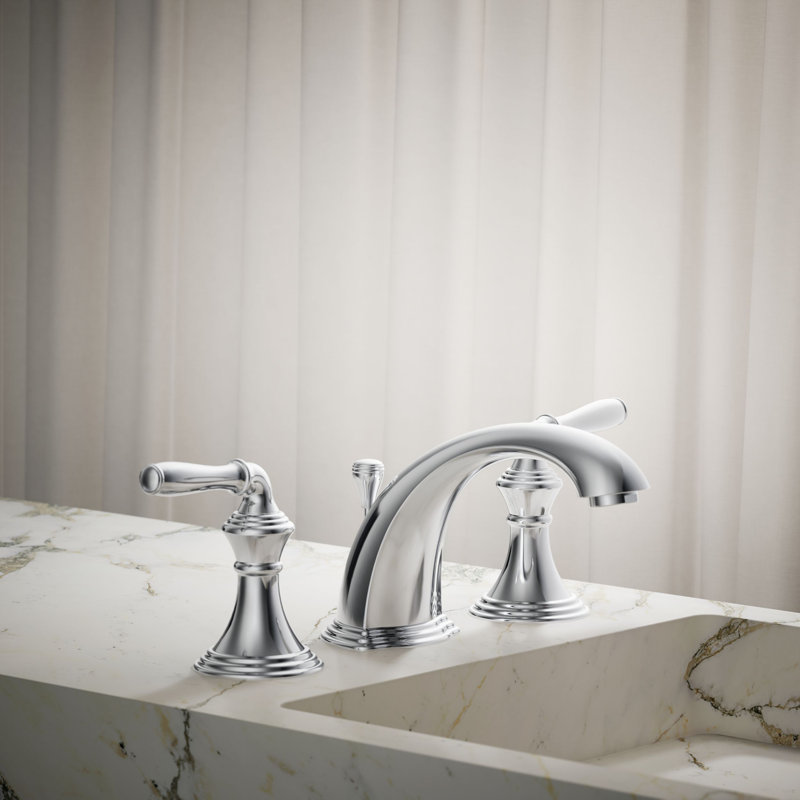 Kohler Devonshire Centerset Bathroom Sink Faucet, 1.2 gpm, Polished Chrome, Without Pop Up Drain