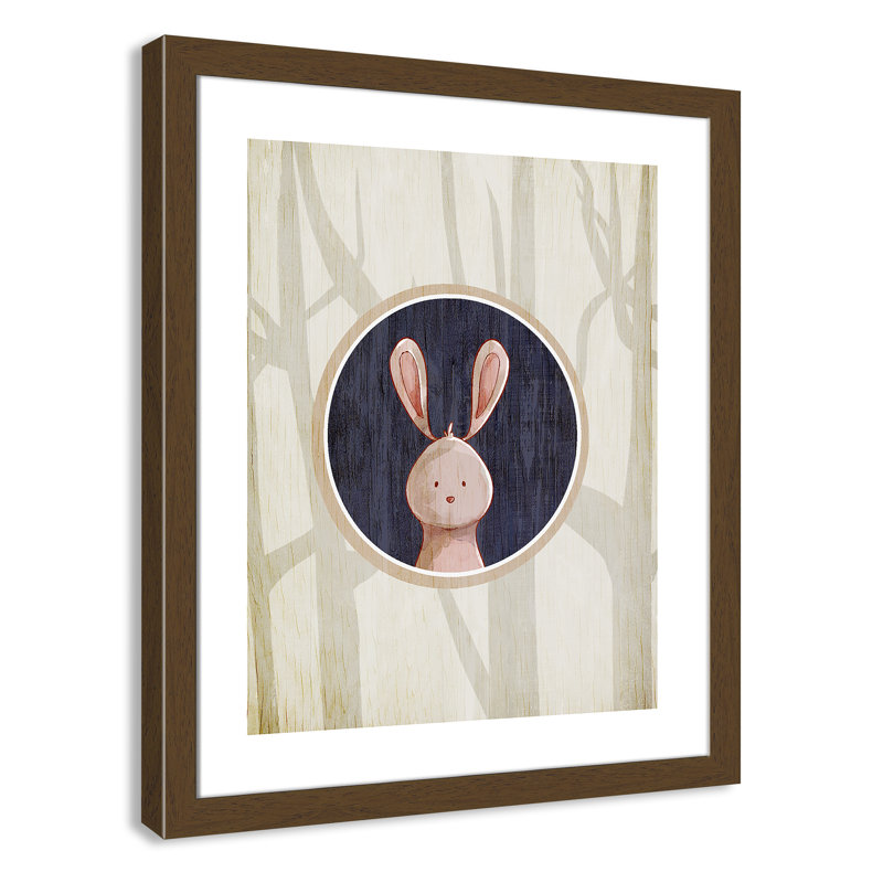 «Juvenile Forest Animals», impression sur papier, Cadre plat noyer, H 24,5 po x l 20,5 po x P 0,6 po