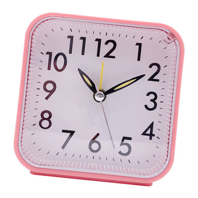 Silent Small Analog Alarm Clock Battery Operated Loud with Snooze and Light for Travel Bedroom Desktop Red