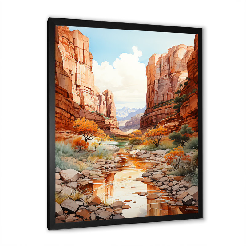 «Minimalisme Canyon Country Side I», reproduction sur toile, Cadre simple noir, H 40 po x l 30 po x P 1,5 po