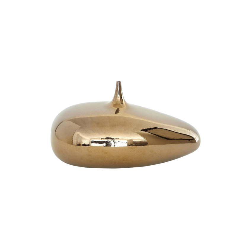 Small Bronze Crackle Glazed Offset Neck Metal Sculpture
