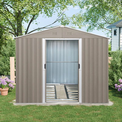 Remise de rangement extérieure en métal 8 x 10 avec fenêtre grise