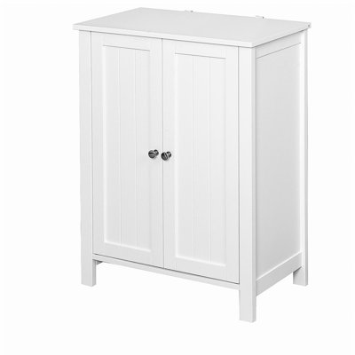 Armoire de rangement pour salle de bain avec tablette réglable à double porte, blanc
