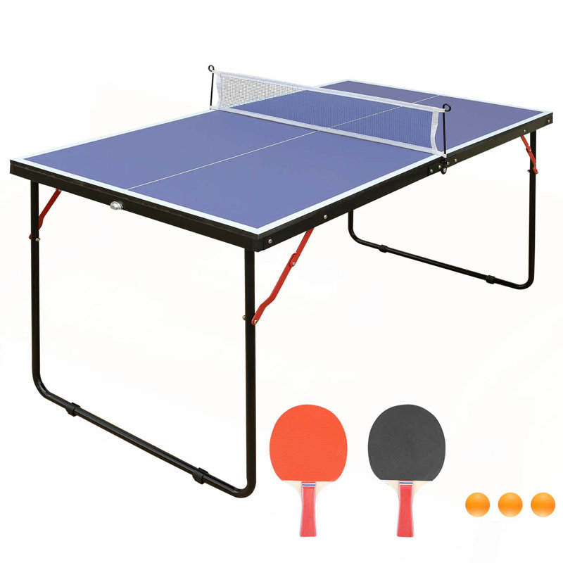 Ensemble de table de ping-pong pliable et portatif de 4,5 pi avec filet et 2 raquettes pour l'intérieur et l'extérieur, idéal pour le plaisir en famille et l'efficacité de l'espace