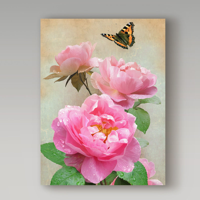 « rose floral », reproduction d’impression sur toile tendue, H 19 po x l 14 po x P 2 po