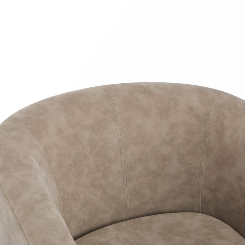 Fauteuil demi-tonneau pivotant en similicuir, Abricot