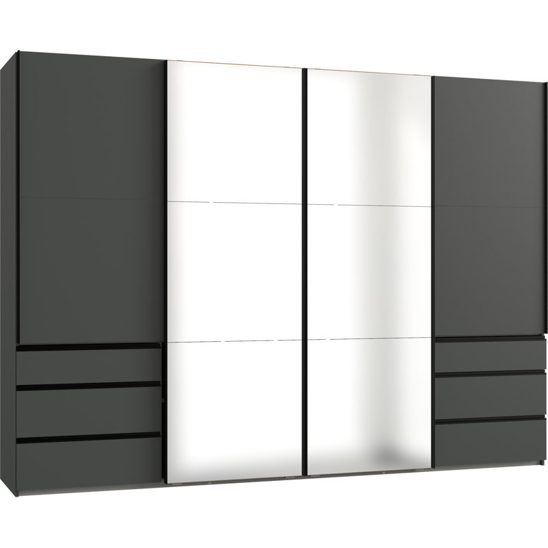 Guardino 4 Door Wardrobe, Graphite, 216cm H x 300cm W x 65cm D
