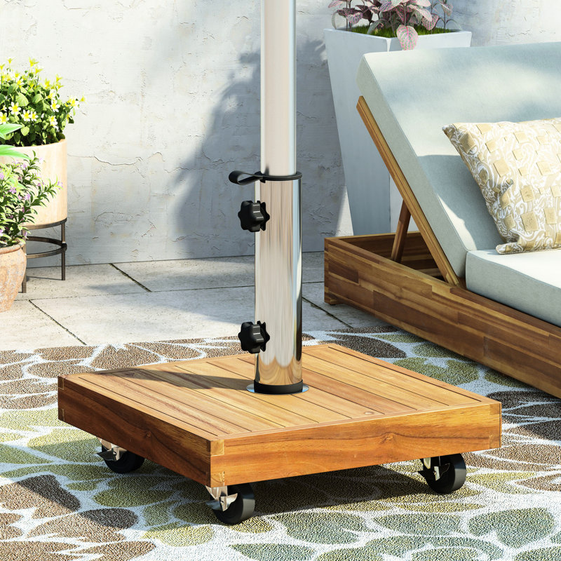 Base de parasol en béton 40 lb - Couleur extérieure bois et compatible avec un poteau de 1,57 / 1,77 po