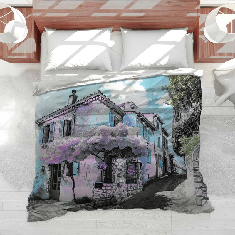 French Village Bedding Architecture Comforter Romantic, King Comforter