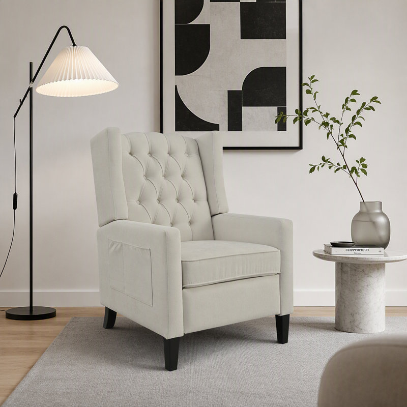 Fauteuil inclinable manuel à oreilles réglable. avec table d'appoint pliable, ports de chargement USB, chaises inclinables modernes confortables pour le salon, la chambre à coucher, le dortoir, le bureau