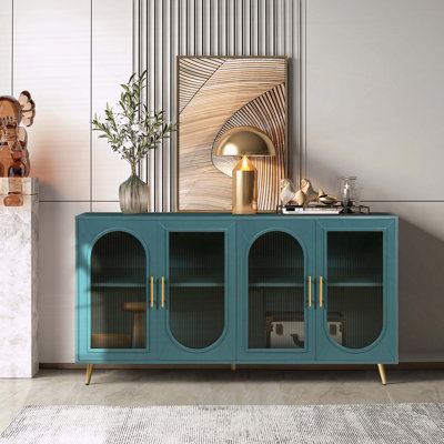 TV Stand for 65+ Inch TV with Storage Cabinet & Adjustable Shelves