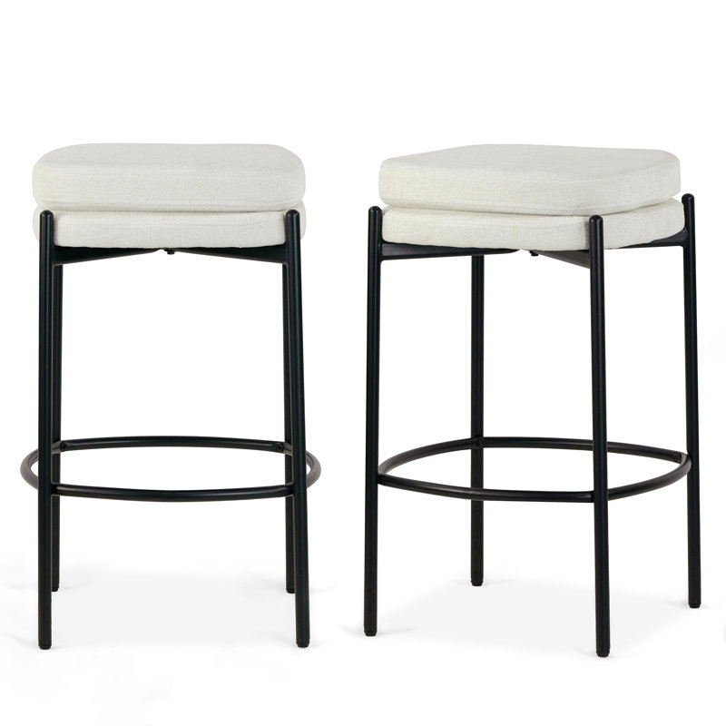 Beeta Upholstered Counter Stool, White, Counter Stool (26.50" Seat Height)
