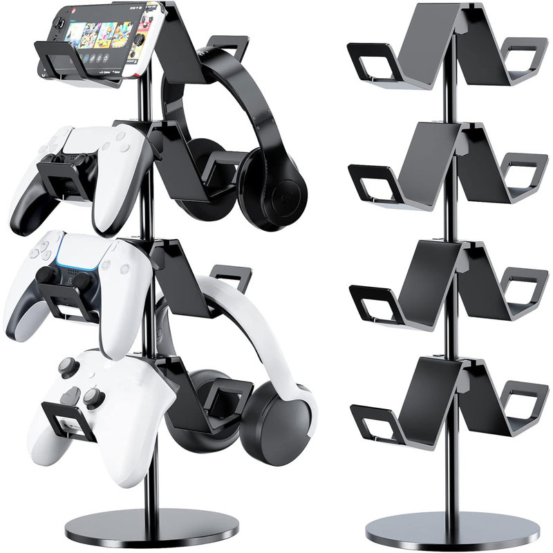 Controller Holder 4 Tier,Headphone Stand - Adjustable Controller Stand For Xbox PS5 PS4 Switch Pro,Black