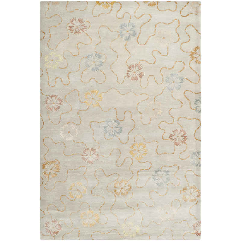 Tapis floral gris perle Coreatha Martha Stewart, Rectangle 8 pi 6 po x 11 pi 6 po