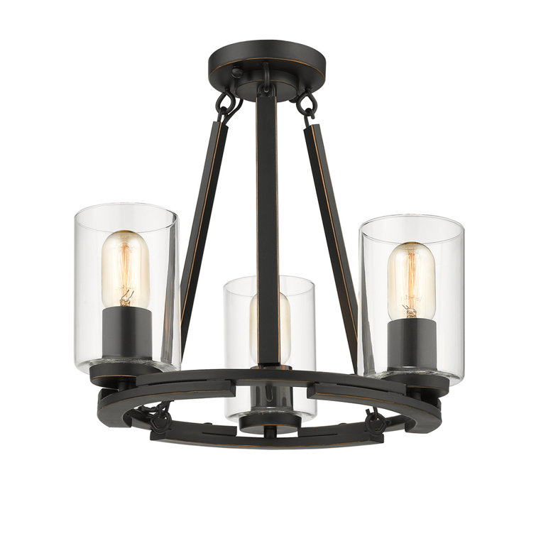 Leithgow 3 - Light Dimmable Wagon Wheel Chandelier
