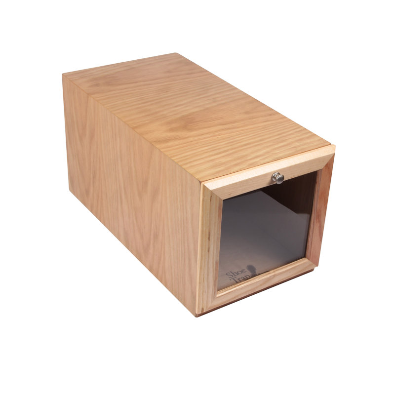 Stackable Solid Wood Shoe Storage Box, Natural