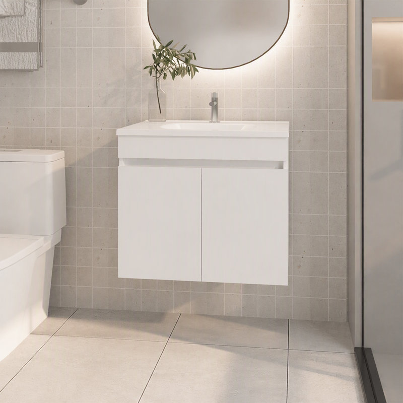 Lavabo de salle de bain Colville, blanc, salle de bain, Blanc