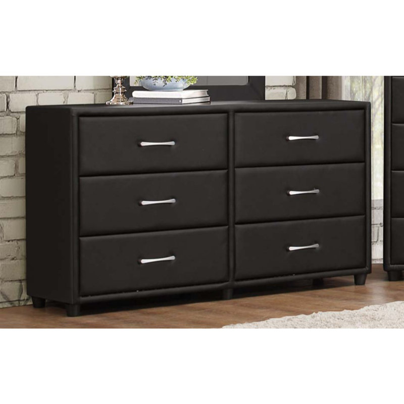Nicholes 56.25'' W 6 - Drawer Dresser, Black