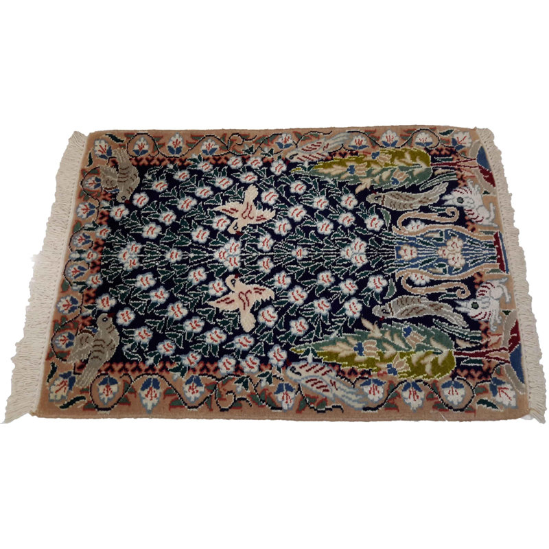 Tapis bleu marine en coton / laine Romonica