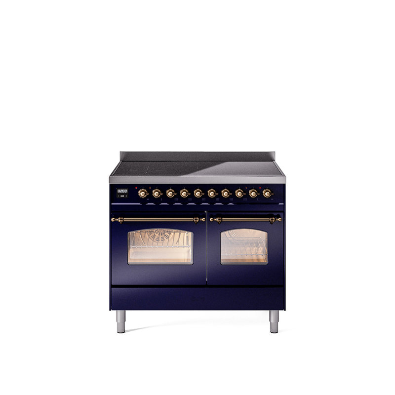 ILVE Nostalgie II Series 40 inch Induction Range with 6 Induction Elements (Glass Door), Midnight Blue/Bronze